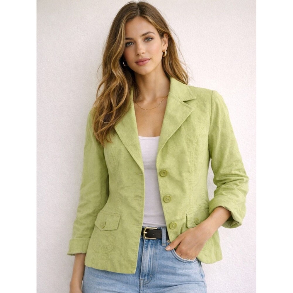 Motivi Lime Green Blazer – Made in Italy | Size IT 44 (US 8, Fits S/M)